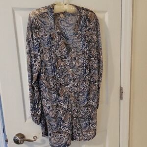 PerSeption Concept Sz XL Paisley Patterned Sheer long Sleeve Shirt